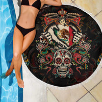 Mexico Sugar Skull Beach Blanket Tattoo Art Mexican Flag