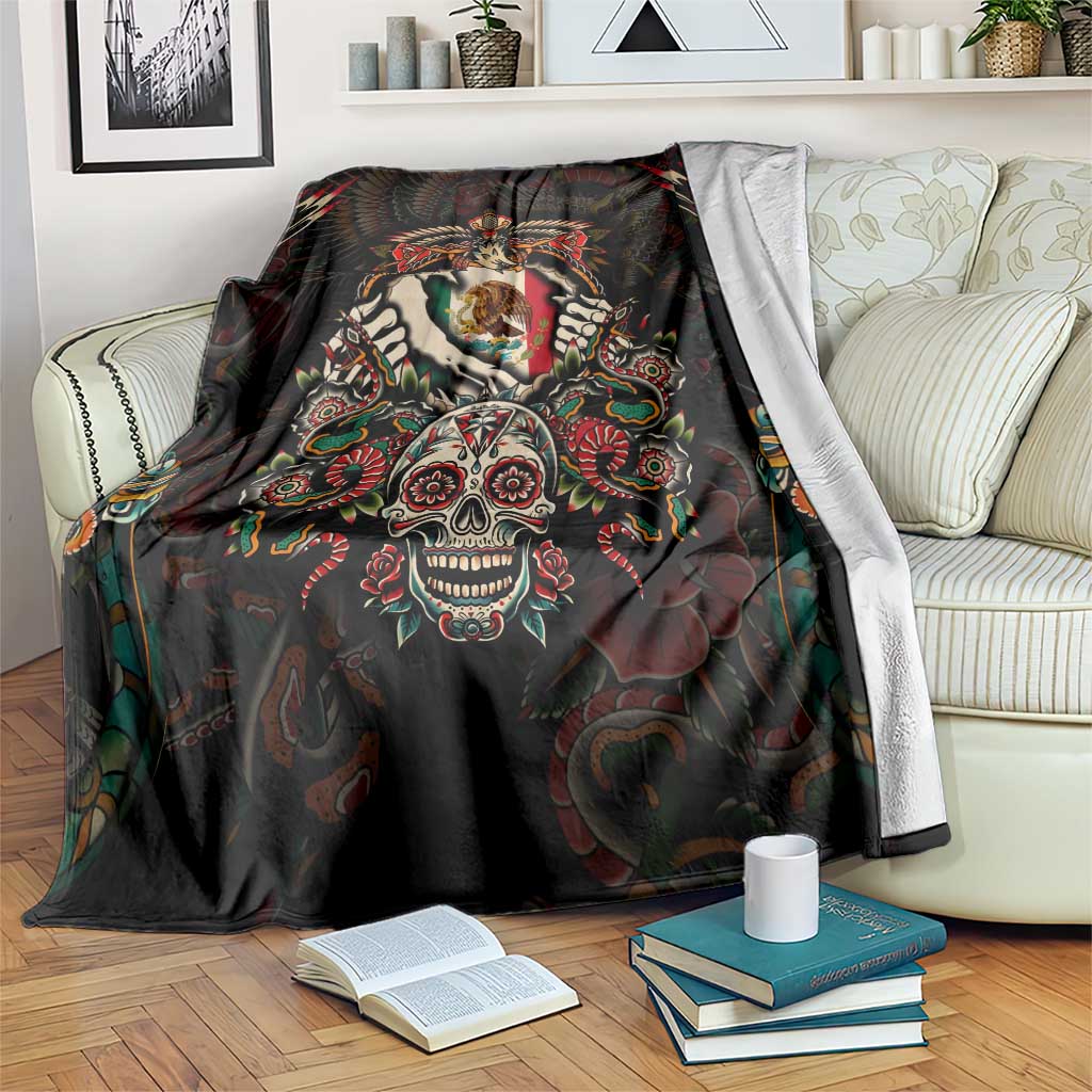 Mexico Sugar Skull Blanket Tattoo Art Mexican Flag