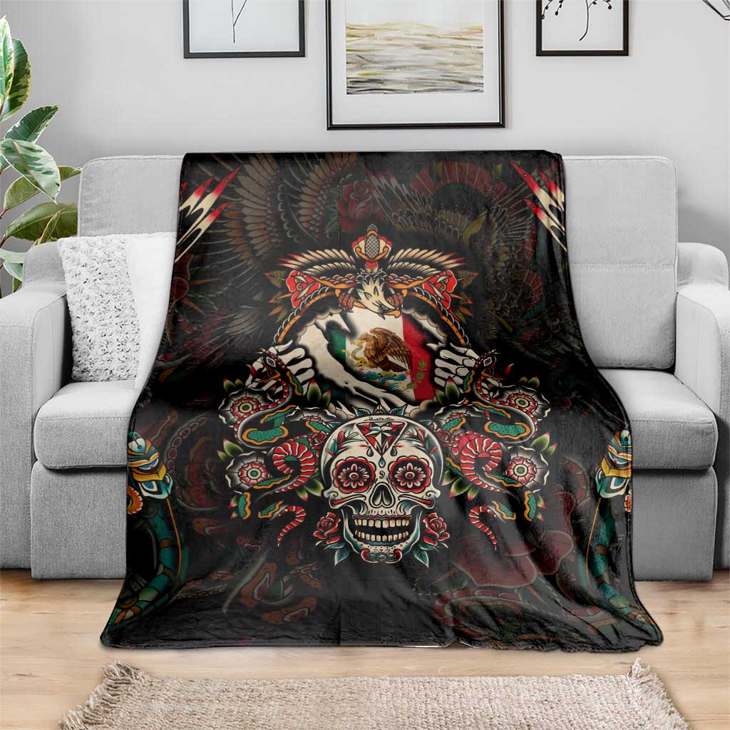 Mexico Sugar Skull Blanket Tattoo Art Mexican Flag