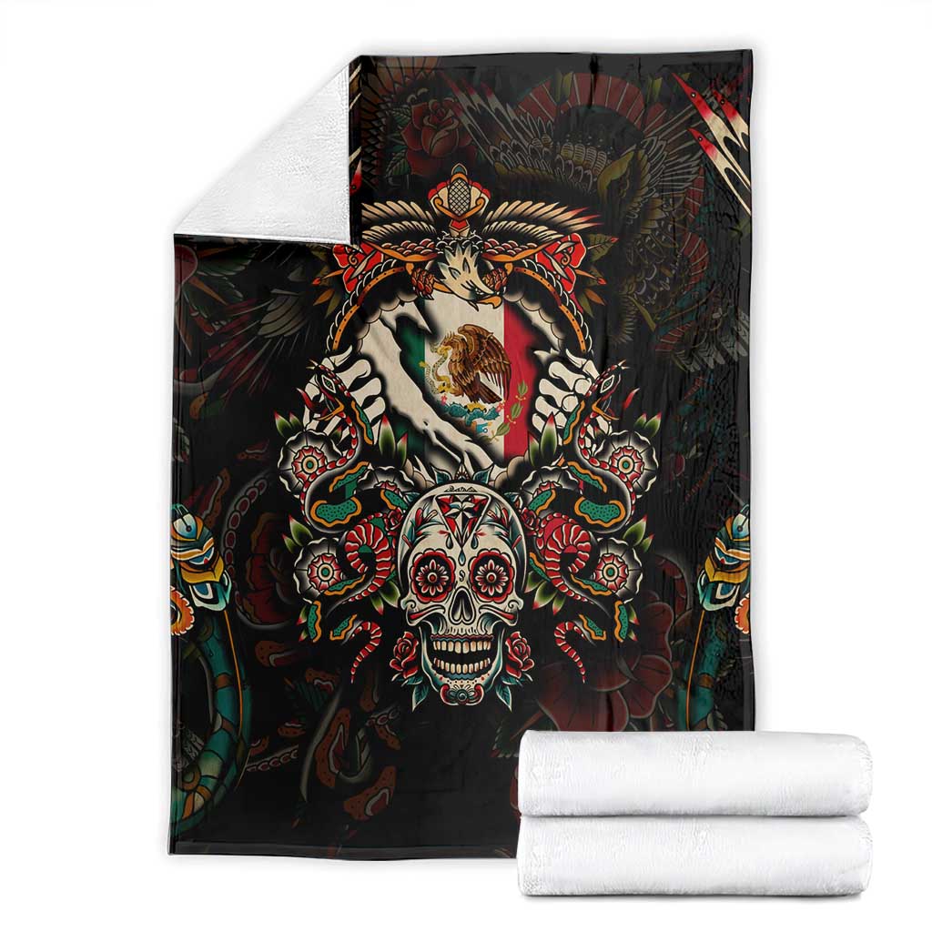 Mexico Sugar Skull Blanket Tattoo Art Mexican Flag