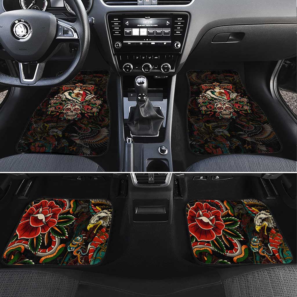Mexico Sugar Skull Car Mats Tattoo Art Mexican Flag