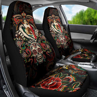 Mexico Sugar Skull Car Seat Cover Tattoo Art Mexican Flag