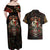 Mexico Sugar Skull Couples Matching Off Shoulder Maxi Dress and Hawaiian Shirt Tattoo Art Mexican Flag