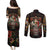 Mexico Sugar Skull Couples Matching Puletasi and Long Sleeve Button Shirt Tattoo Art Mexican Flag
