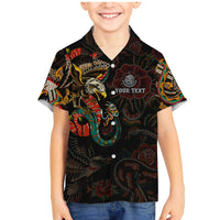 Mexico Sugar Skull Family Matching Mermaid Dress and Hawaiian Shirt Tattoo Art Mexican Flag