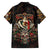 Mexico Sugar Skull Family Matching Off The Shoulder Long Sleeve Dress and Hawaiian Shirt Tattoo Art Mexican Flag