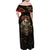 Mexico Sugar Skull Family Matching Off Shoulder Maxi Dress and Hawaiian Shirt Tattoo Art Mexican Flag