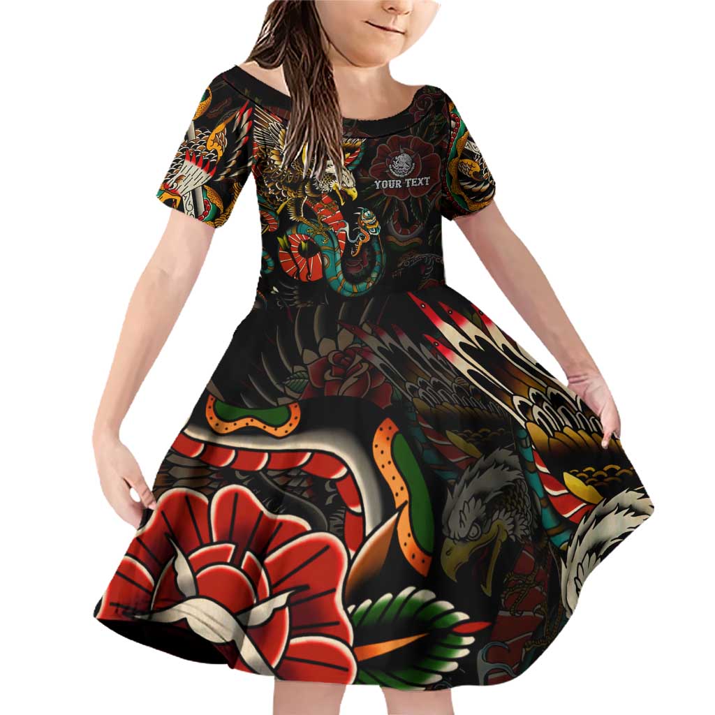 Mexico Sugar Skull Family Matching Off Shoulder Short Dress and Hawaiian Shirt Tattoo Art Mexican Flag