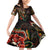 Mexico Sugar Skull Family Matching Off Shoulder Short Dress and Hawaiian Shirt Tattoo Art Mexican Flag