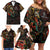 Mexico Sugar Skull Family Matching Off Shoulder Short Dress and Hawaiian Shirt Tattoo Art Mexican Flag