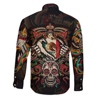 Mexico Sugar Skull Family Matching Short Sleeve Bodycon Dress and Hawaiian Shirt Tattoo Art Mexican Flag