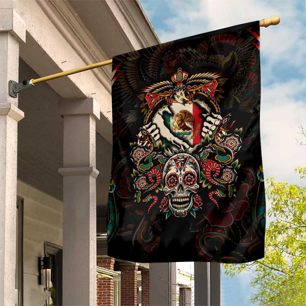 Mexico Sugar Skull Garden Flag Tattoo Art Mexican Flag