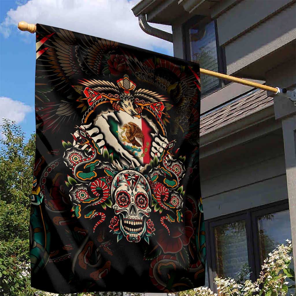 Mexico Sugar Skull Garden Flag Tattoo Art Mexican Flag