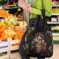 Mexico Sugar Skull Grocery Bag Tattoo Art Mexican Flag