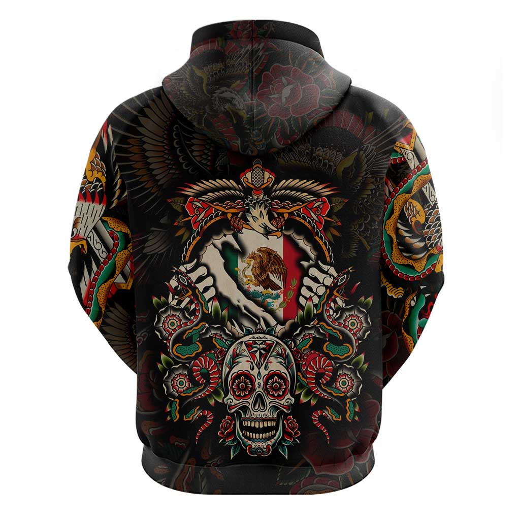Mexico Sugar Skull Hoodie Tattoo Art Mexican Flag