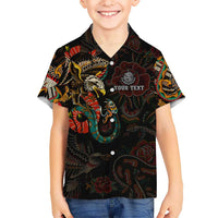 Mexico Sugar Skull Kid Hawaiian Shirt Tattoo Art Mexican Flag