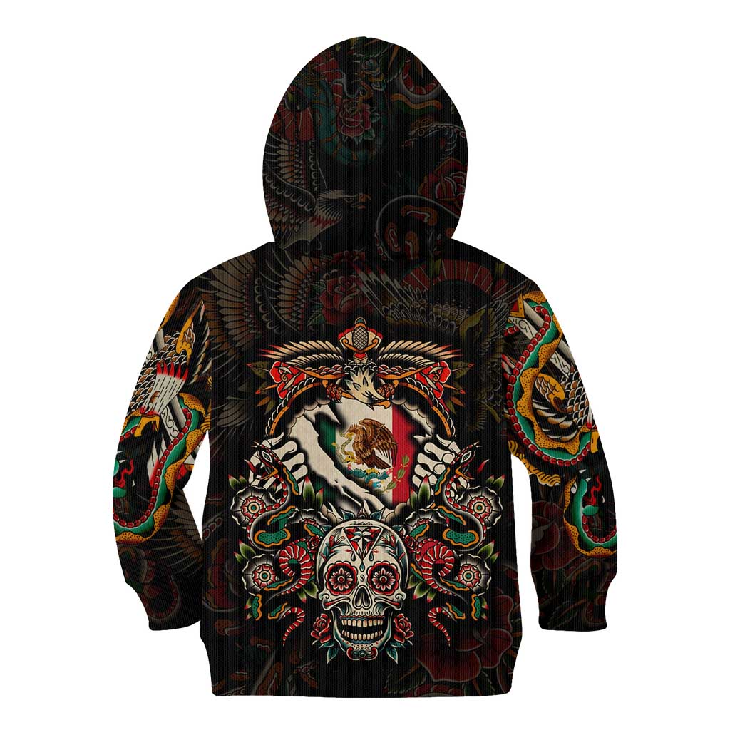 Mexico Sugar Skull Kid Hoodie Tattoo Art Mexican Flag