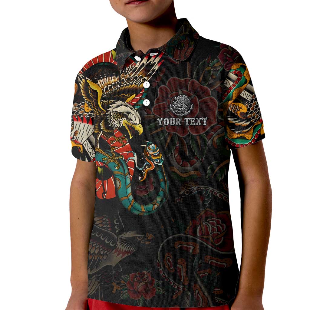Mexico Sugar Skull Kid Polo Shirt Tattoo Art Mexican Flag