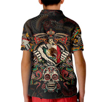 Mexico Sugar Skull Kid Polo Shirt Tattoo Art Mexican Flag