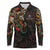 Mexico Sugar Skull Long Sleeve Polo Shirt Tattoo Art Mexican Flag