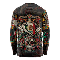 Mexico Sugar Skull Long Sleeve Shirt Tattoo Art Mexican Flag