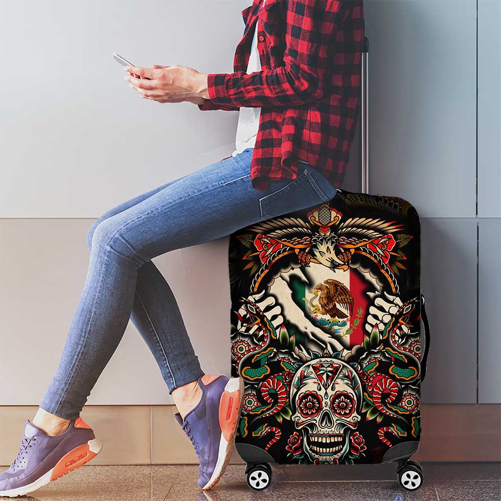 Mexico Sugar Skull Luggage Cover Tattoo Art Mexican Flag