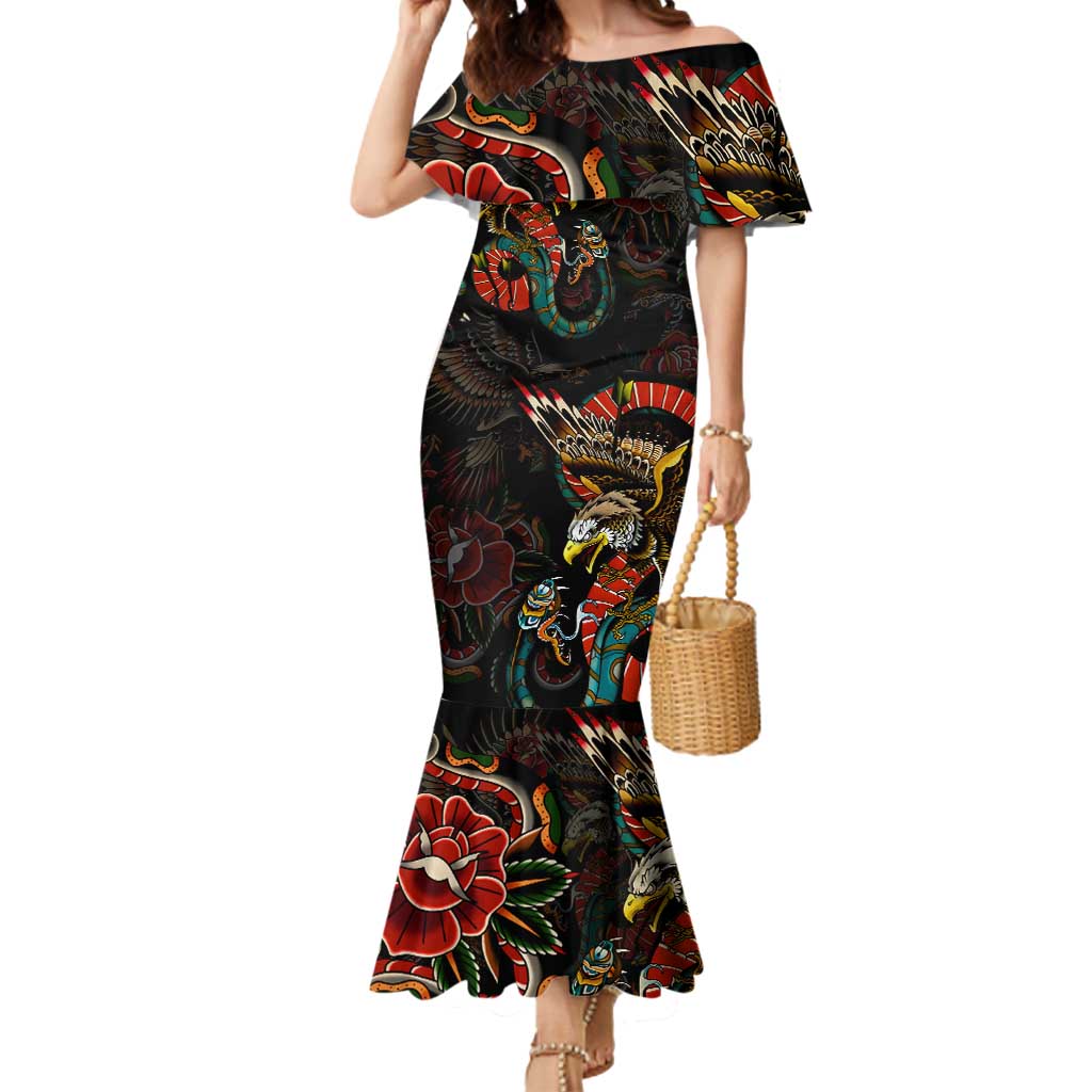 Mexico Sugar Skull Mermaid Dress Tattoo Art Mexican Flag