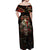 Mexico Sugar Skull Off Shoulder Maxi Dress Tattoo Art Mexican Flag