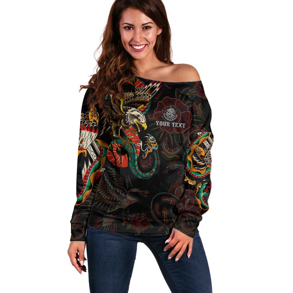 Mexico Sugar Skull Off Shoulder Sweater Tattoo Art Mexican Flag