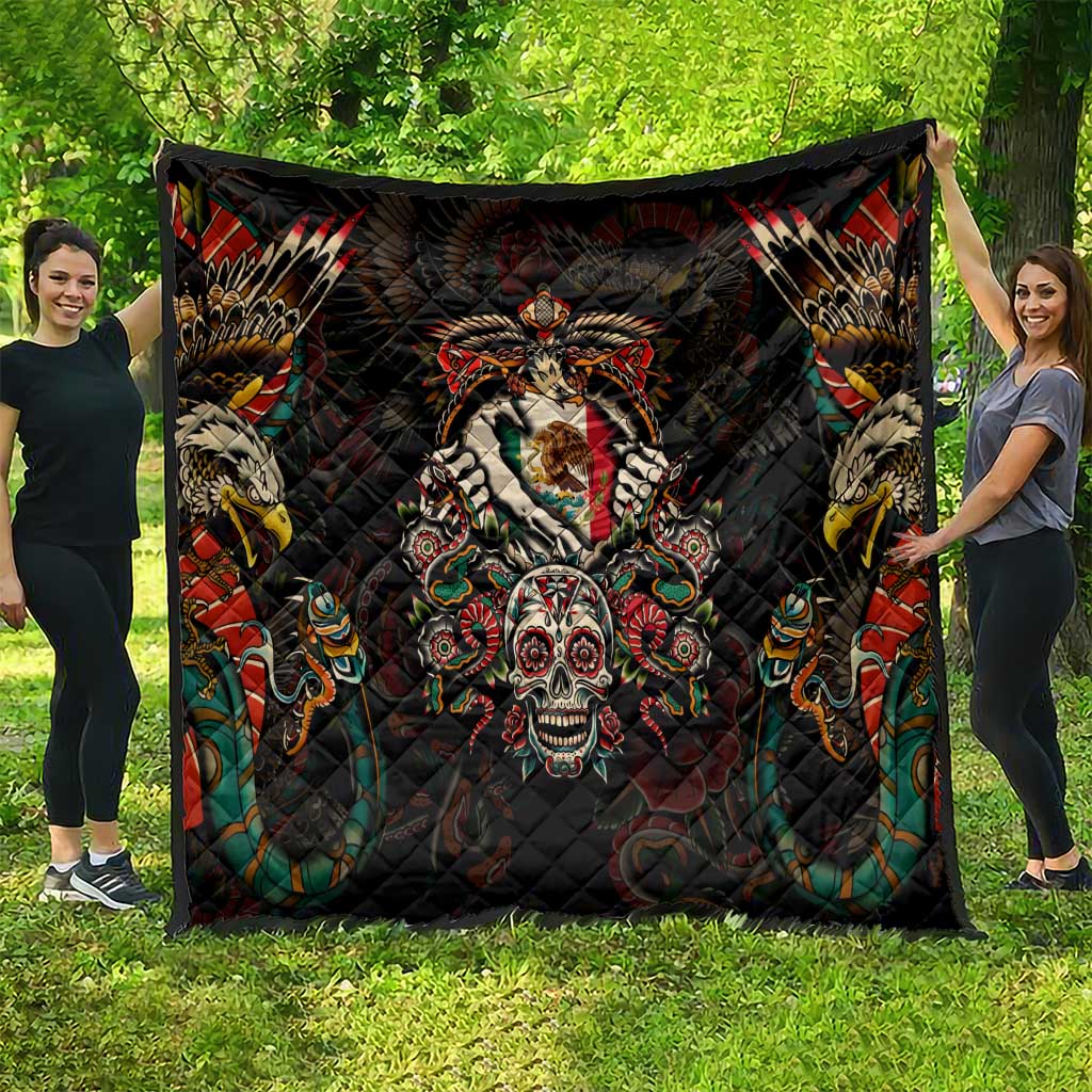 Mexico Sugar Skull Quilt Tattoo Art Mexican Flag