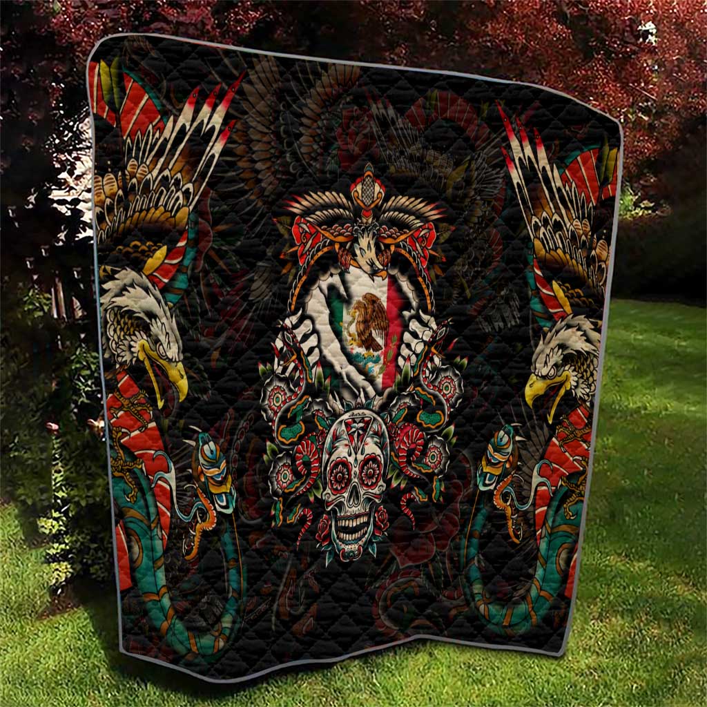 Mexico Sugar Skull Quilt Tattoo Art Mexican Flag