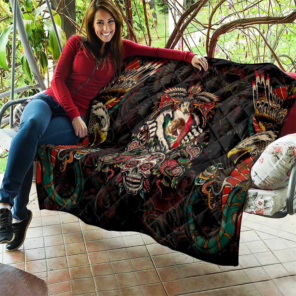 Mexico Sugar Skull Quilt Tattoo Art Mexican Flag