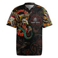 Mexico Sugar Skull Rugby Jersey Tattoo Art Mexican Flag