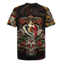 Mexico Sugar Skull Rugby Jersey Tattoo Art Mexican Flag