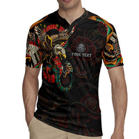 Mexico Sugar Skull Rugby Jersey Tattoo Art Mexican Flag