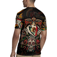 Mexico Sugar Skull Rugby Jersey Tattoo Art Mexican Flag