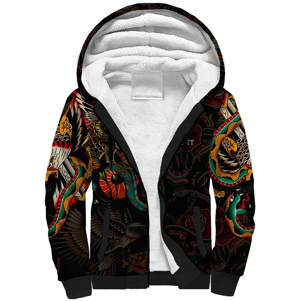 Mexico Sugar Skull Sherpa Hoodie Tattoo Art Mexican Flag