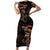 Mexico Sugar Skull Short Sleeve Bodycon Dress Tattoo Art Mexican Flag