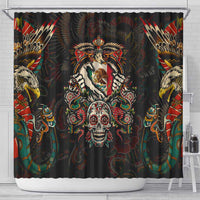 Mexico Sugar Skull Shower Curtain Tattoo Art Mexican Flag
