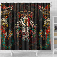 Mexico Sugar Skull Shower Curtain Tattoo Art Mexican Flag
