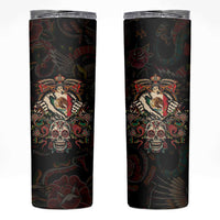 Mexico Sugar Skull Skinny Tumbler Tattoo Art Mexican Flag