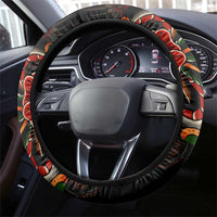 Mexico Sugar Skull Steering Wheel Cover Tattoo Art Mexican Flag
