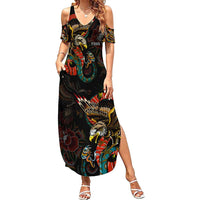 Mexico Sugar Skull Summer Maxi Dress Tattoo Art Mexican Flag