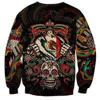 Mexico Sugar Skull Sweatshirt Tattoo Art Mexican Flag