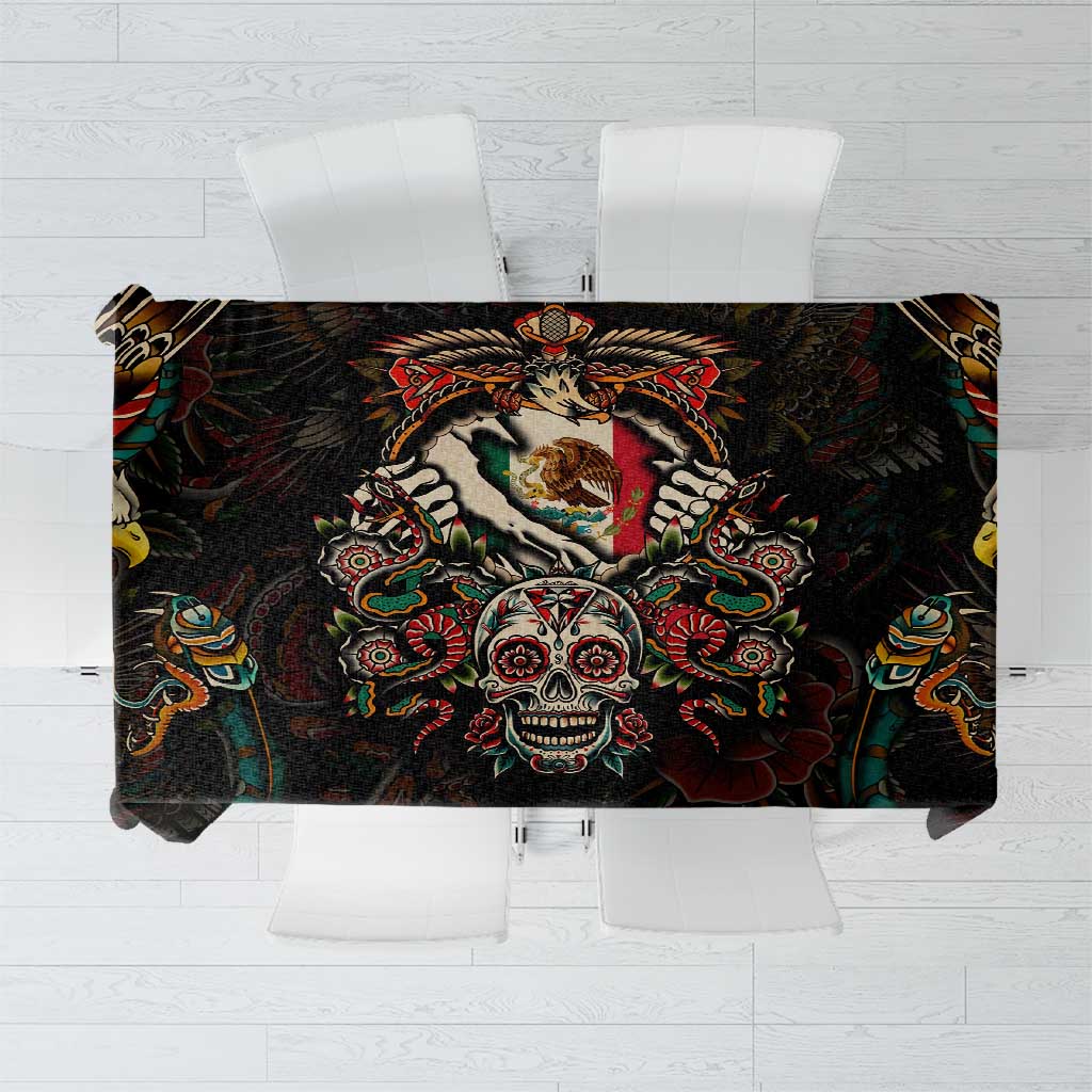 Mexico Sugar Skull Tablecloth Tattoo Art Mexican Flag