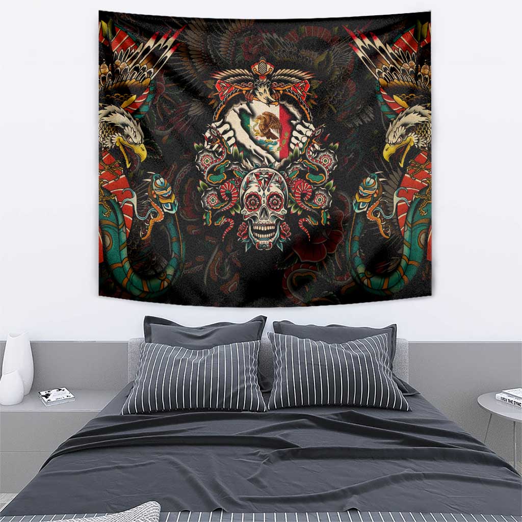 Mexico Sugar Skull Tapestry Tattoo Art Mexican Flag
