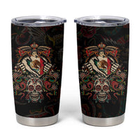 Mexico Sugar Skull Tumbler Cup Tattoo Art Mexican Flag