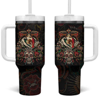 Mexico Sugar Skull Tumbler With Handle Tattoo Art Mexican Flag