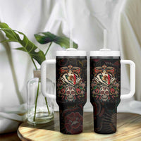 Mexico Sugar Skull Tumbler With Handle Tattoo Art Mexican Flag