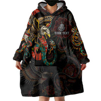 Mexico Sugar Skull Wearable Blanket Hoodie Tattoo Art Mexican Flag